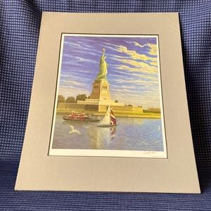 Statue of Liberty with Boats - Signed “Duchein”